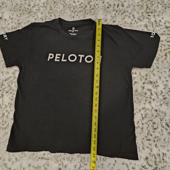 Peloton SZ M Black Short Sleeve T-Shirt White Spellout Boxy Crew Neck Cotton - Picture 4 of 7